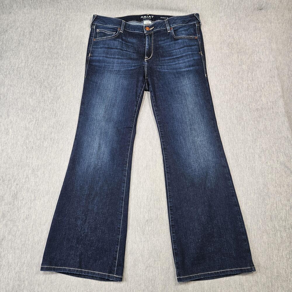 Ariat Jeans Womens 32R (38x31) Perfect Rise Flare Dark Wash Stretch Denim